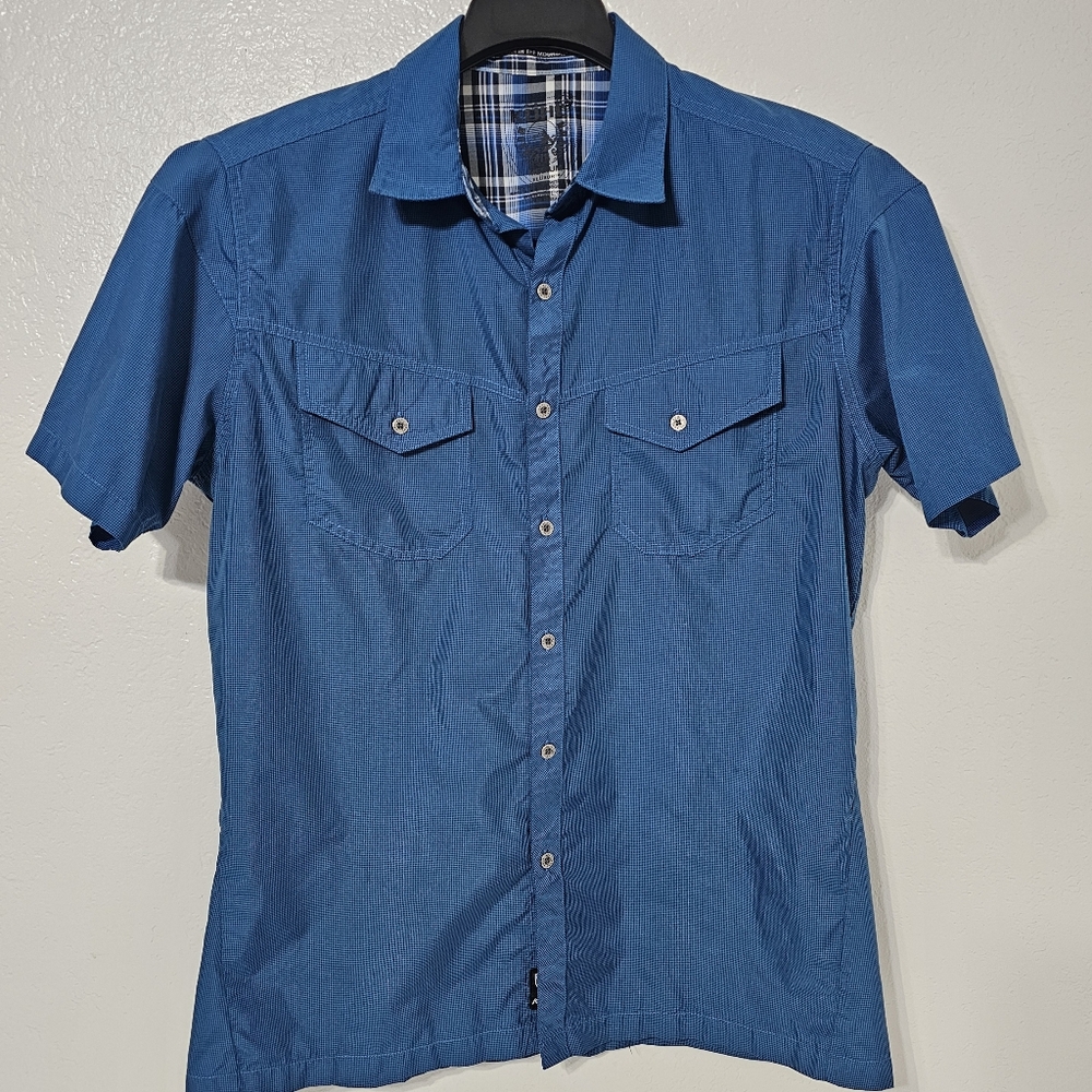 KÜHL Blue Short Sleeve Button Up Shirt | Outdoor Hiking Utility